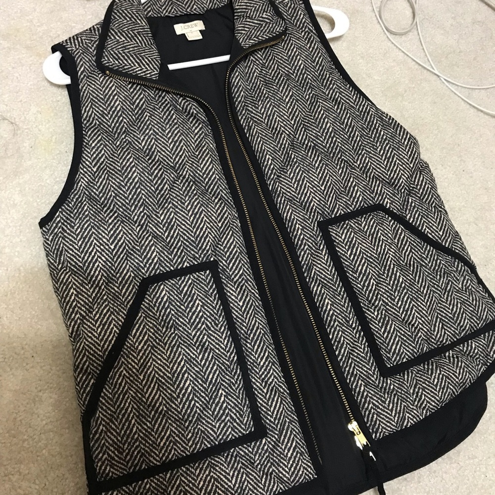 J Crew herringbone vest (black and white)